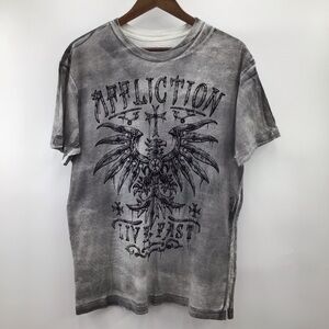 Affliction Black and Gray Graphic Tee